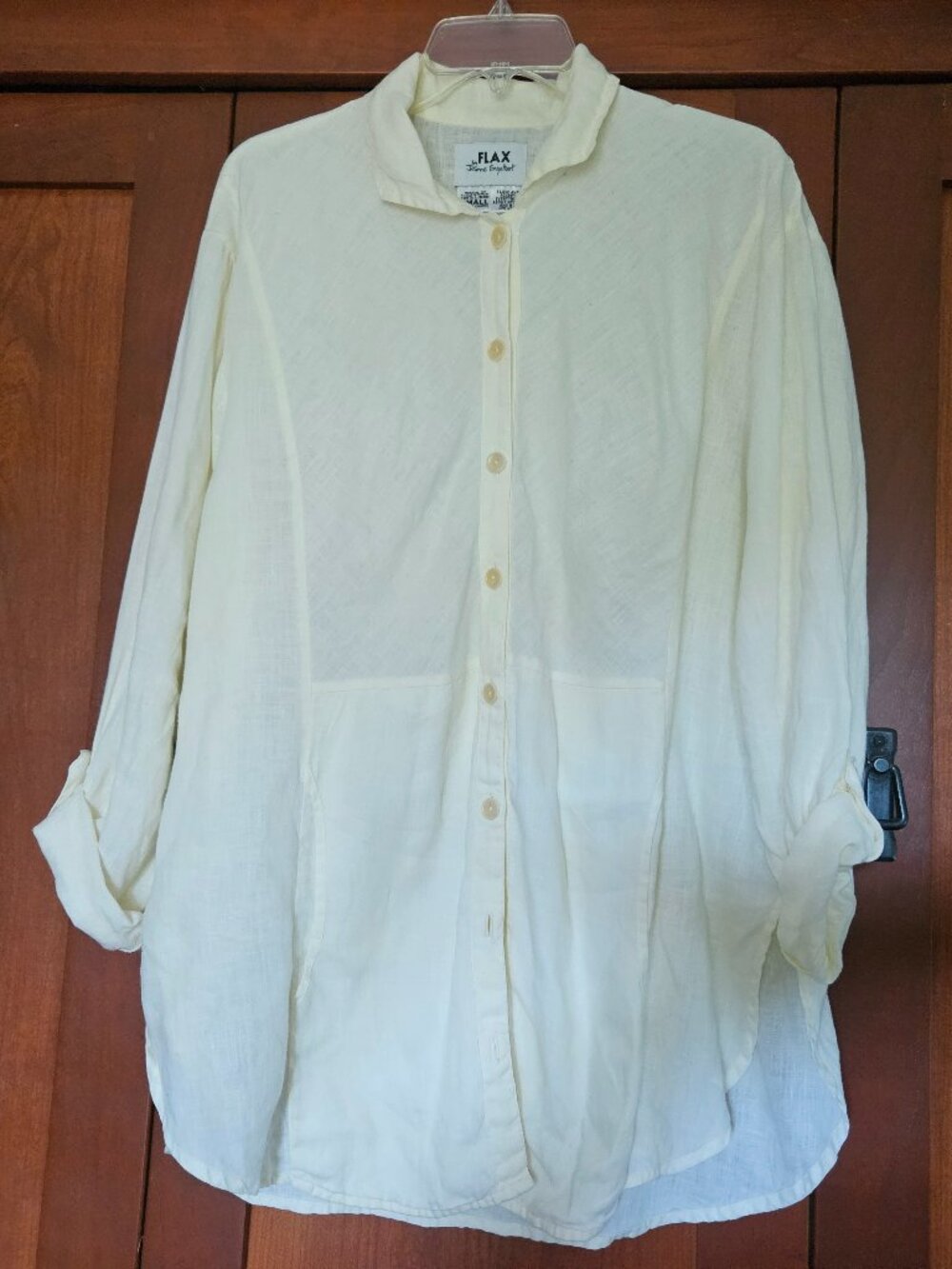 Pale Yellow Linen Tunic - Flax (XL)